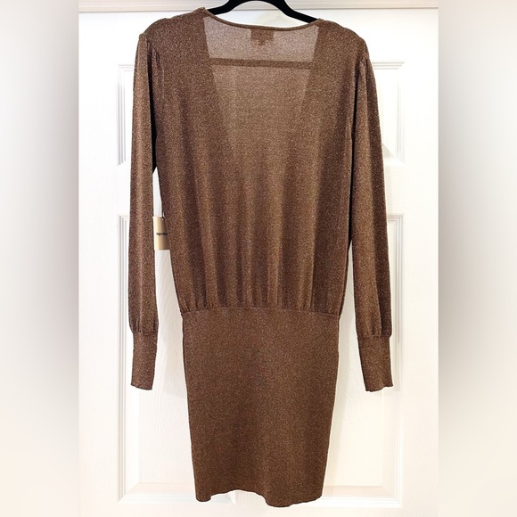 NWT Superdown Aura Shimmer Long Sleeve Mini Dress Brown Bronze mocha sz Medium - Picture 9 of 9